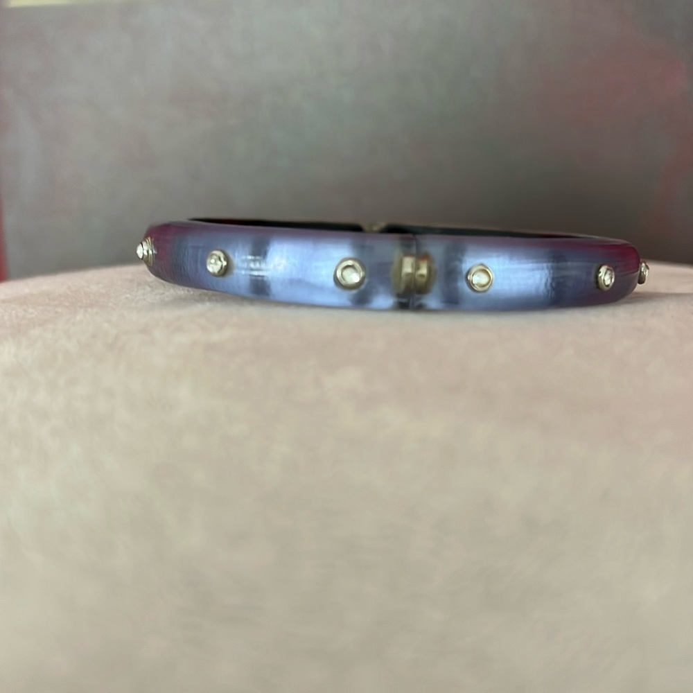 Alexis Bittar Blue Lucite Bracelet w/Rhinestones - Picture 6 of 17
